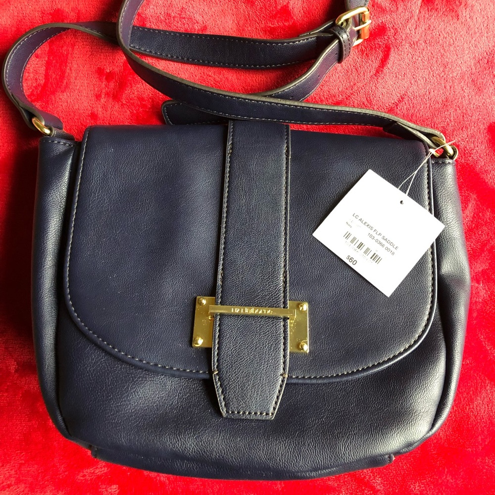 Liz Claiborne crossbody saddle bag with flap magnet closure, back pocket and